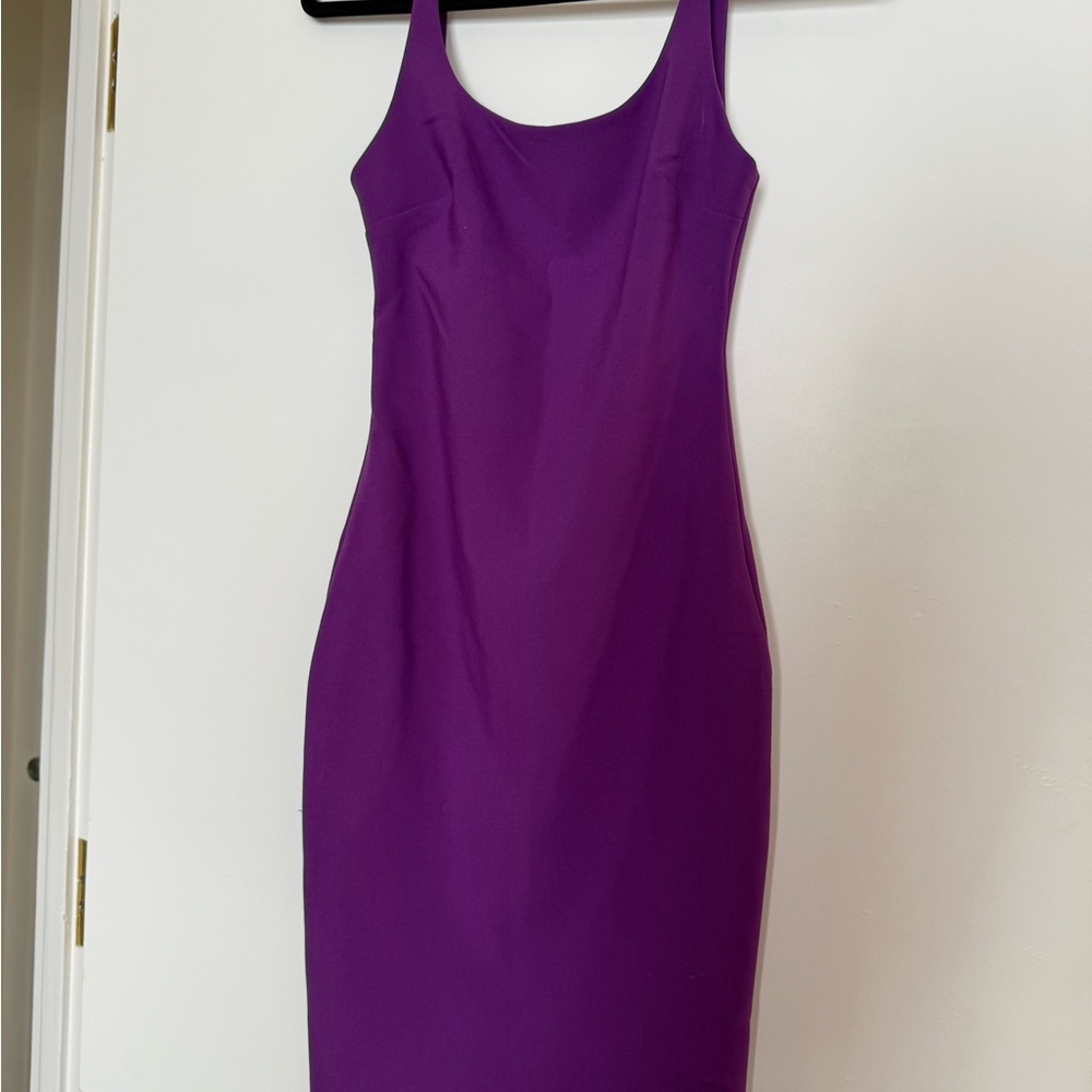 Likely Purple Sheath Midi Dress Scoop Neck Sleeveless
